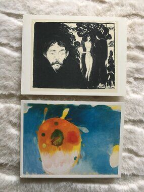 Two Vintage 90s AGO Impressionistic Postcards Edvard Munch & Joyce Wieland